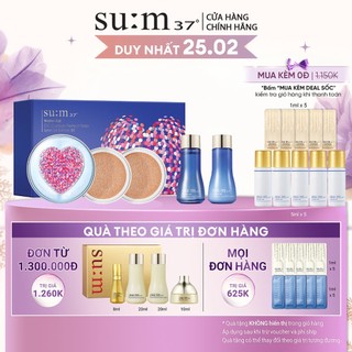 [Phiên bản đặc biệt tặng thêm 2 lõi refill] Phấn nước cấp ẩm Su:m37 Water-full CC Cushion Perfect Finish 15g