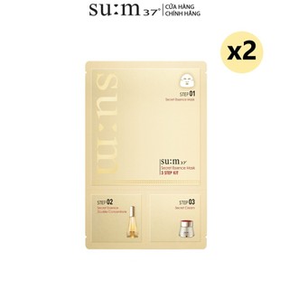 Bộ 2 mặt nạ ngăn lão hóa su:m37 secret mask 3 step 36ml/miếng gimmick