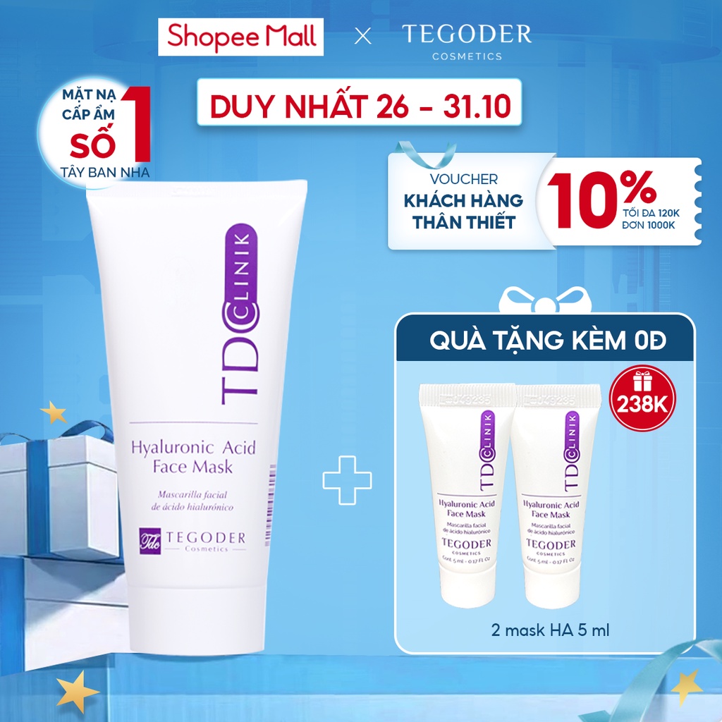 Mặt nạ HA cấp ẩm và phục hồi da Tegoder Hyaluronic Acid face mask 50ml 1081