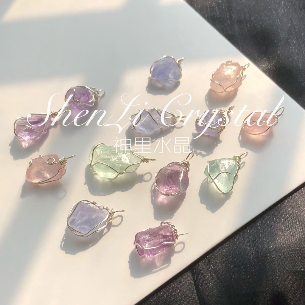 Vòng cổ Mặt Đá Thạch Anh Tím Tự Nhiên Màu Hồng Dễ Thương Cho Cặp Đôi