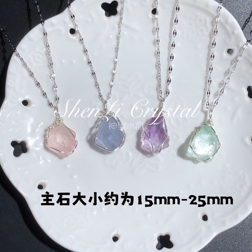 Vòng cổ Mặt Đá Thạch Anh Tím Tự Nhiên Màu Hồng Dễ Thương Cho Cặp Đôi