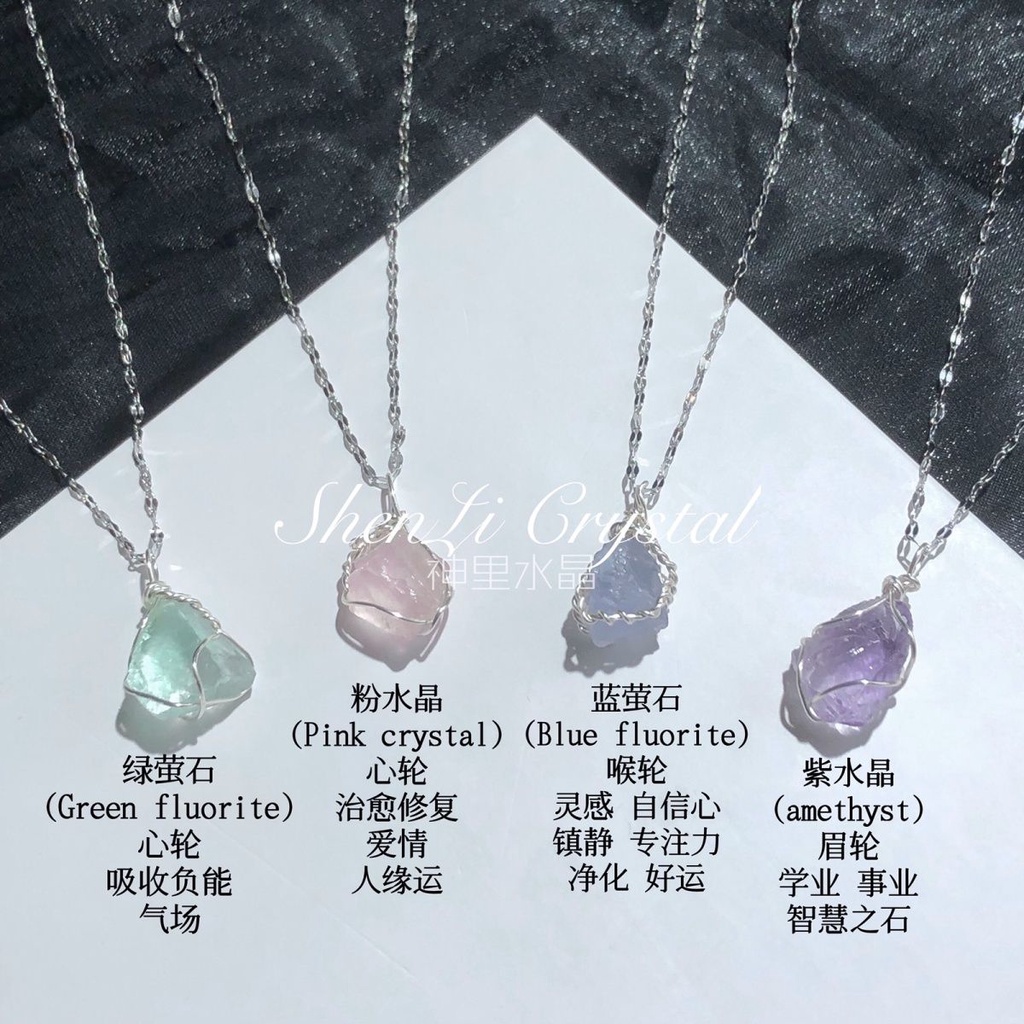 Vòng cổ Mặt Đá Thạch Anh Tím Tự Nhiên Màu Hồng Dễ Thương Cho Cặp Đôi