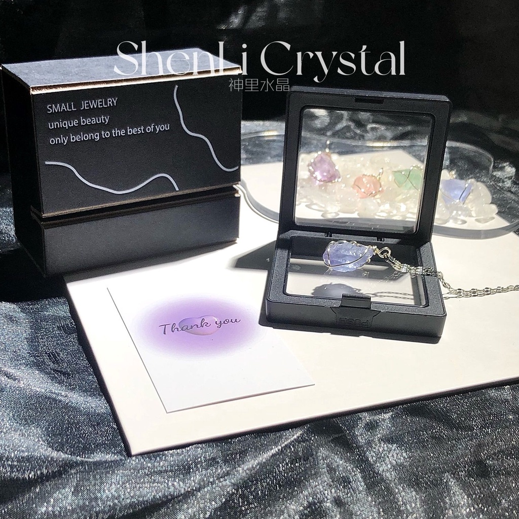 Vòng cổ Mặt Đá Thạch Anh Tím Tự Nhiên Màu Hồng Dễ Thương Cho Cặp Đôi