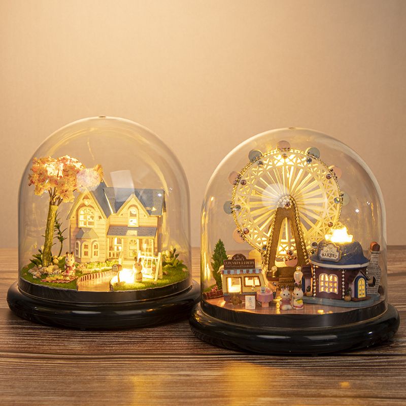 Hộp Nhạc Lắp Ráp Mô Hình Ngôi Nhà 3d mini Có Đèn Ngủ Làm Thủ Công Dùng Làm Quà Tặng Sinh Nhật Cho Bé Gái