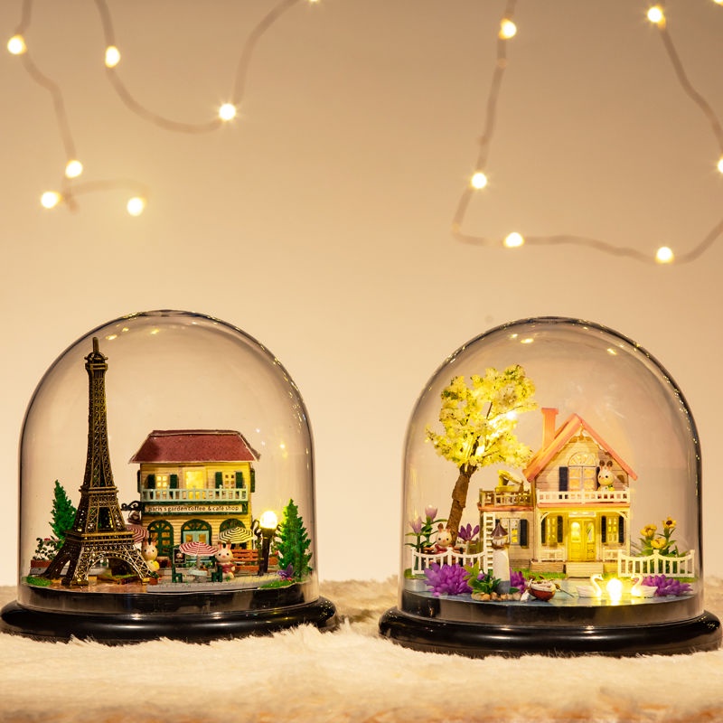 Hộp Nhạc Lắp Ráp Mô Hình Ngôi Nhà 3d mini Có Đèn Ngủ Làm Thủ Công Dùng Làm Quà Tặng Sinh Nhật Cho Bé Gái