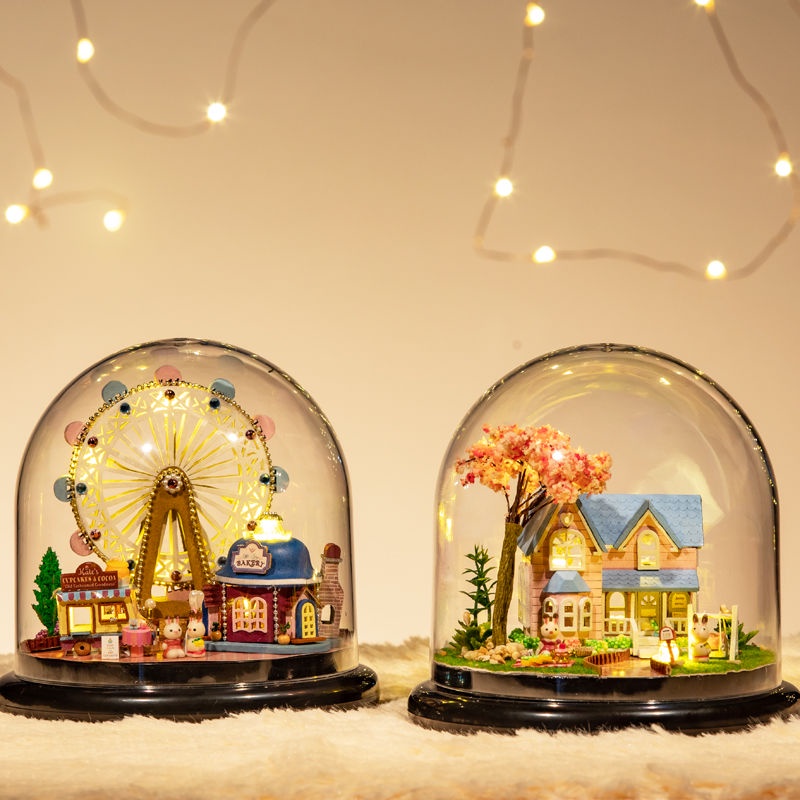 Hộp Nhạc Lắp Ráp Mô Hình Ngôi Nhà 3d mini Có Đèn Ngủ Làm Thủ Công Dùng Làm Quà Tặng Sinh Nhật Cho Bé Gái
