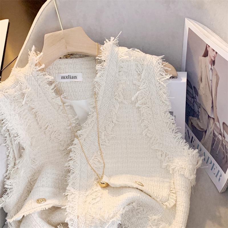 Áo Khoác cardigan Ngắn Mỏng Không Tay Thiết Kế Mùa Xuân 2023 Phong Cách Pháp Cho Nữ