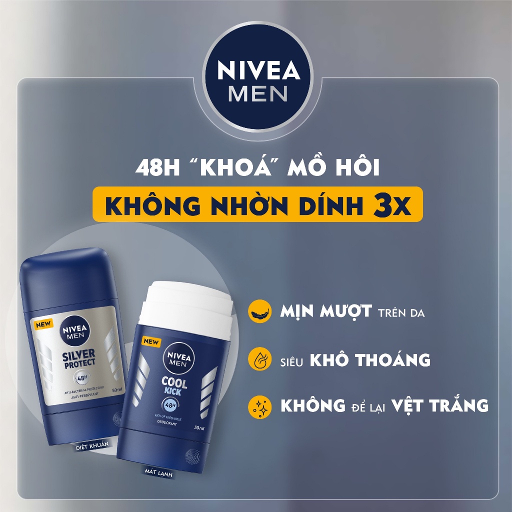 Sáp Ngăn Mùi NIVEA MEN Cool Kick Mát Lạnh (50 ml) - 83139