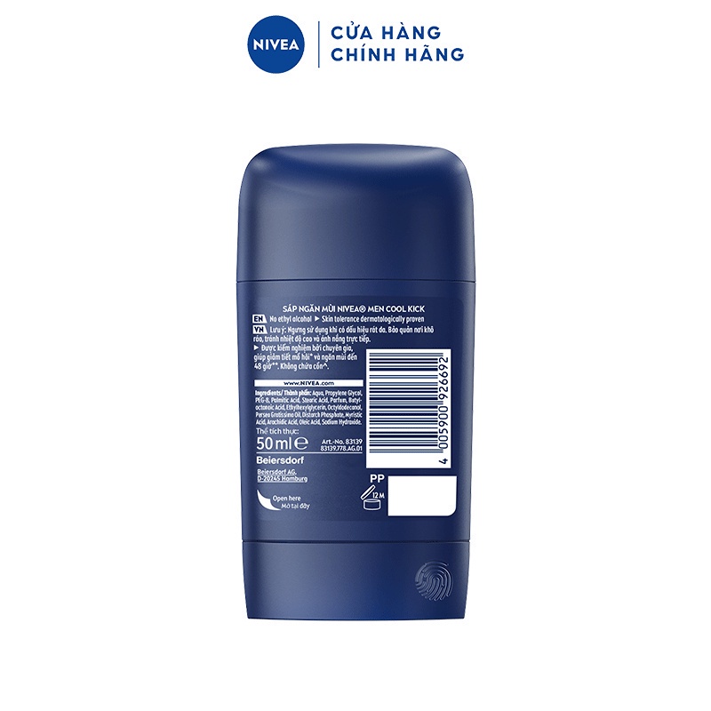 Sáp Ngăn Mùi NIVEA MEN Cool Kick Mát Lạnh (50 ml) - 83139