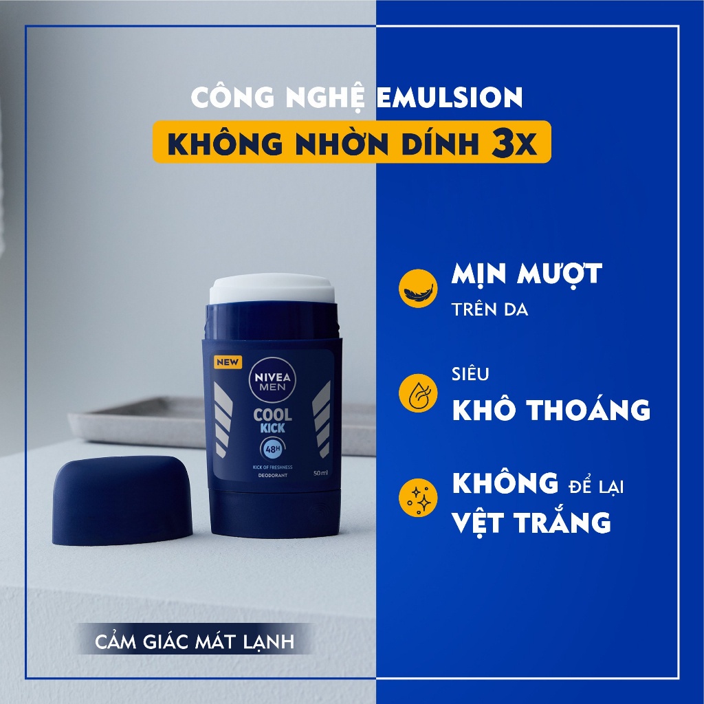 Sáp Ngăn Mùi NIVEA MEN Cool Kick Mát Lạnh (50 ml) - 83139