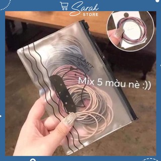 Sét 100 Chun Cột Tóc Túi Zip.