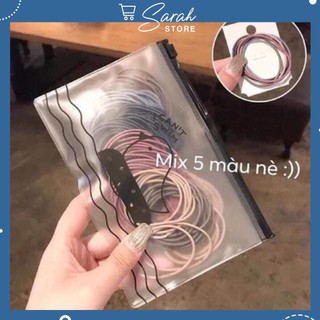 Sét 100 Chun Cột Tóc Túi Zip.