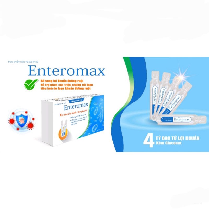 Men ống Vi sinh ENTEROMAX  - CÂN BẰNG HỆ VS RUỘT - GIẢM TIÊU CHẢY, ĐẦY HƠI, KHÓ TIÊU