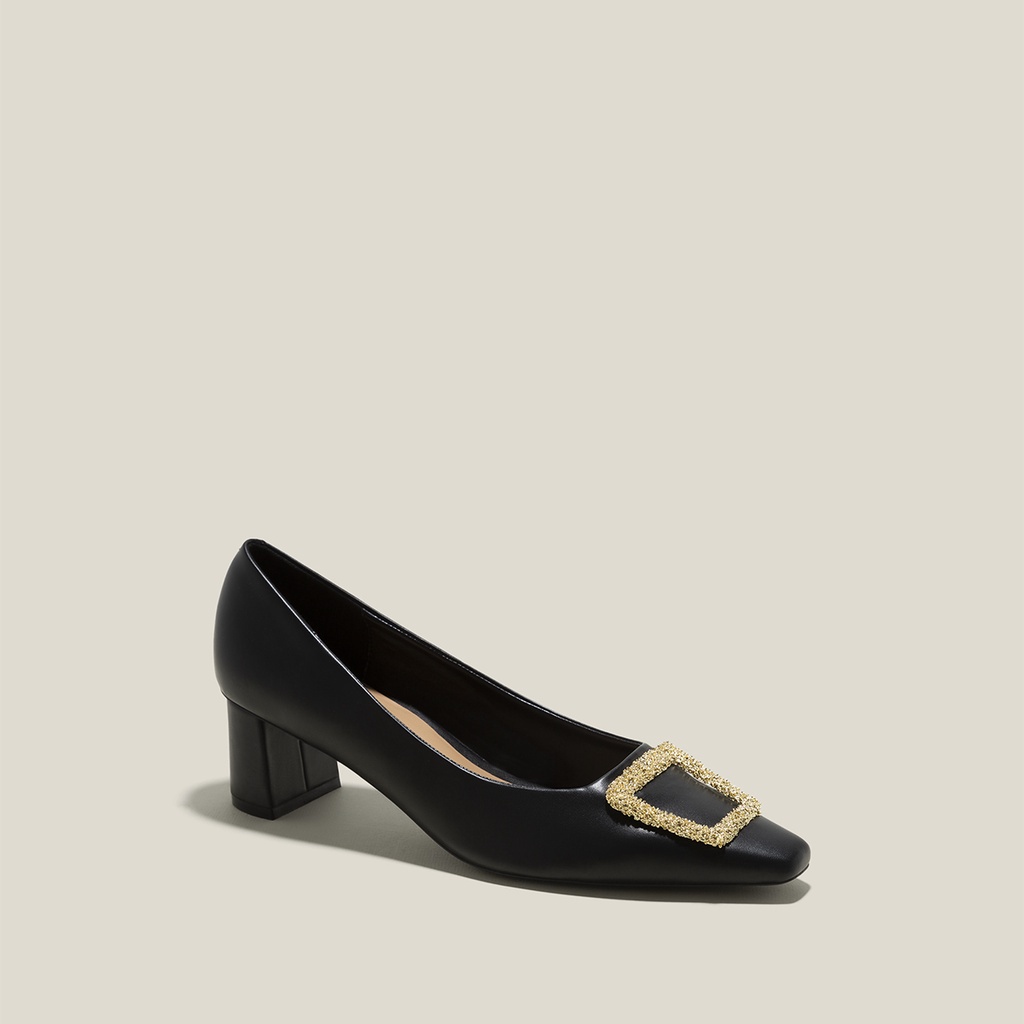 Vascara Giày Bít Mũi Gót Trụ Nhấn Khóa Trang Trí - BMN 0609