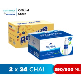  Combo Thùng 24 Chai Revive Chanh Muối  390ml chai  và Thùng 24 Chai Aquafina  500ml chai  