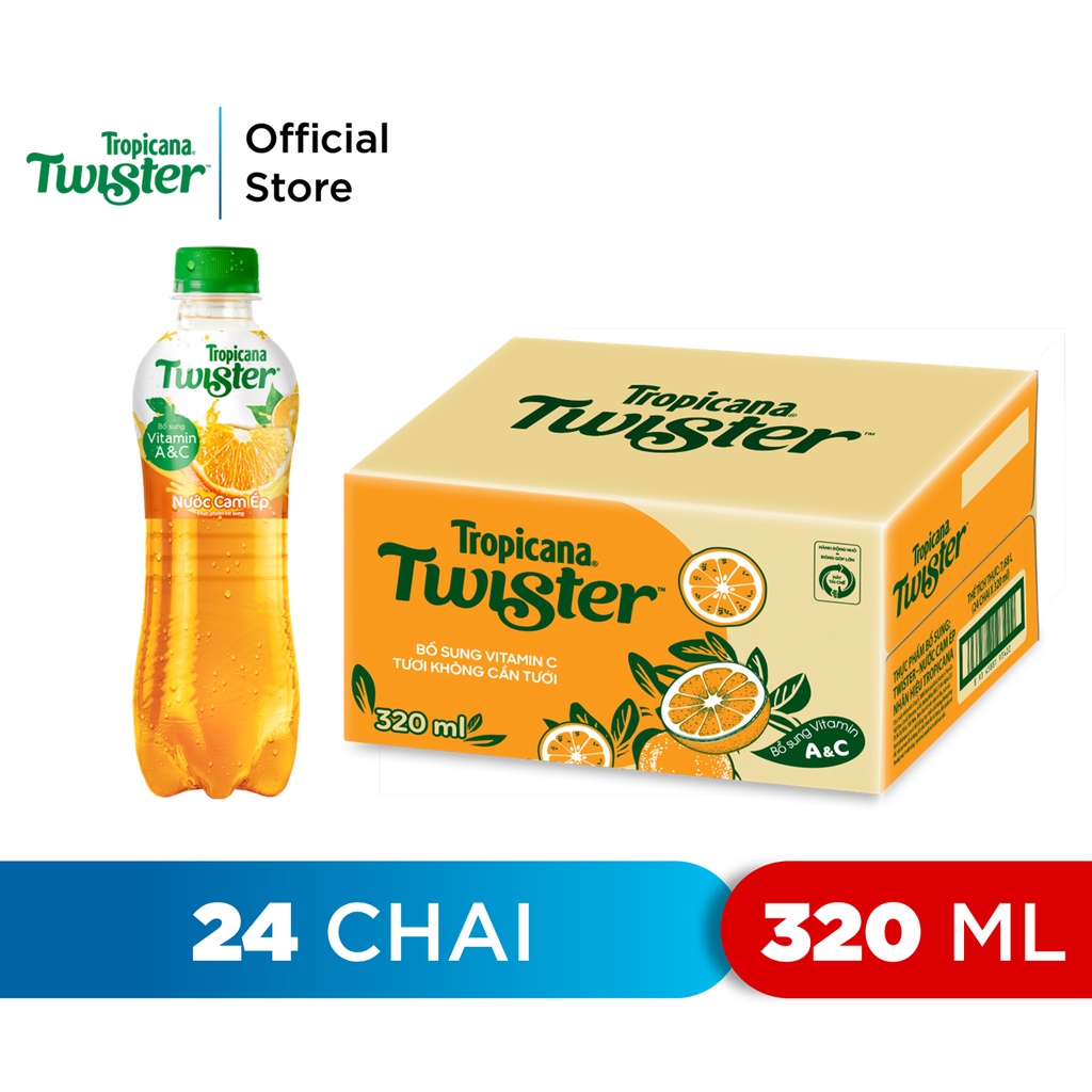 [HỎA TỐC]Thùng 24 Chai Nước Trái Cây Twister Cam (320ml /chai)