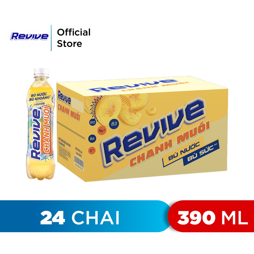 [HCM |HN |ĐNThùng 24 Chai Nước Giải Khát Revive Chanh Muối (390ml/chai)