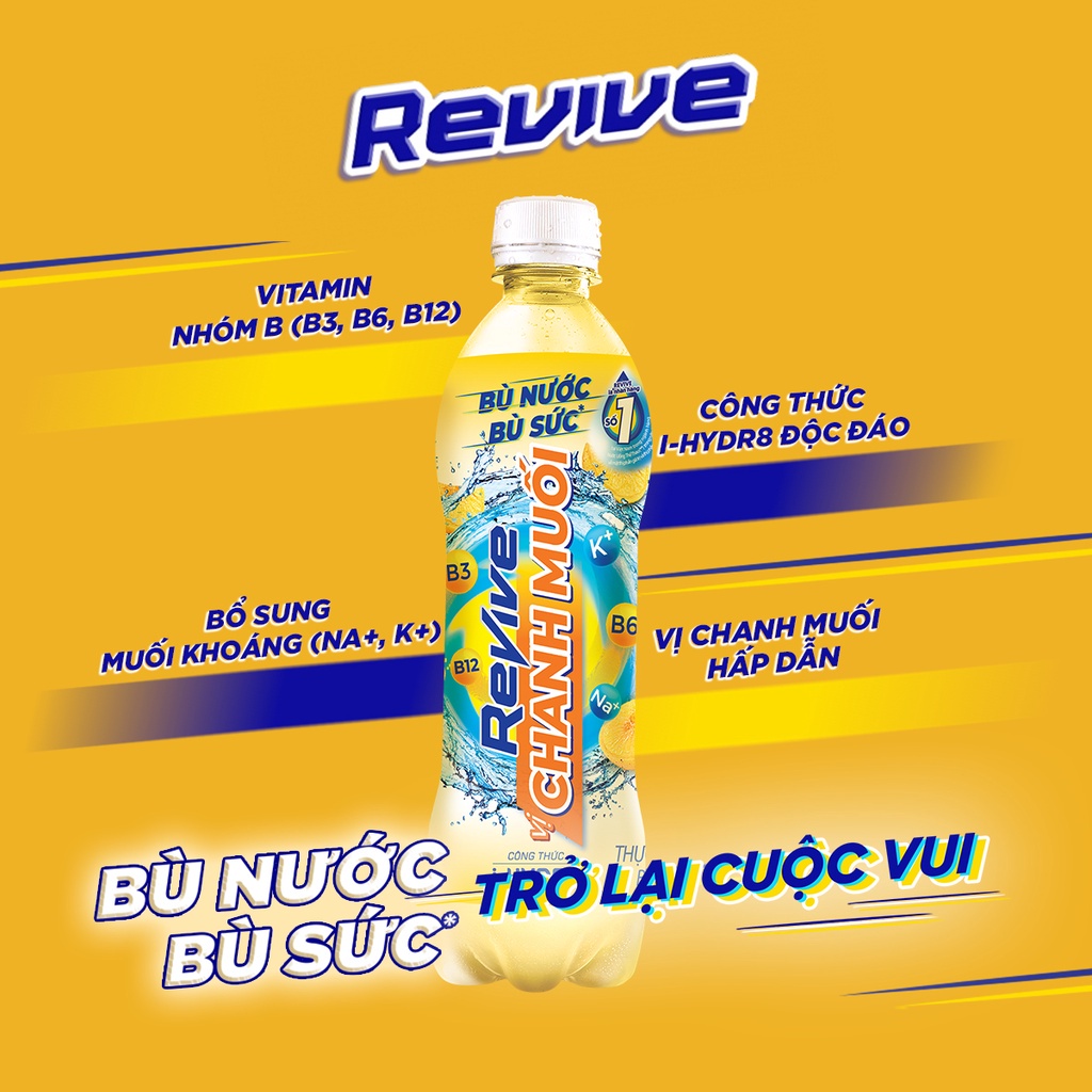 [HCM |HN |ĐNThùng 24 Chai Nước Giải Khát Revive Chanh Muối (390ml/chai)