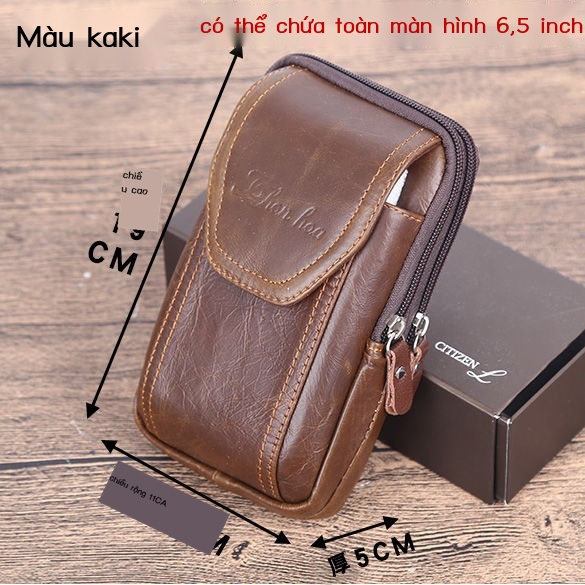 Túi Da Đeo Hông Đựng Điện Thoại 21.6cm 18.3cm Thời Trang Cho Nam