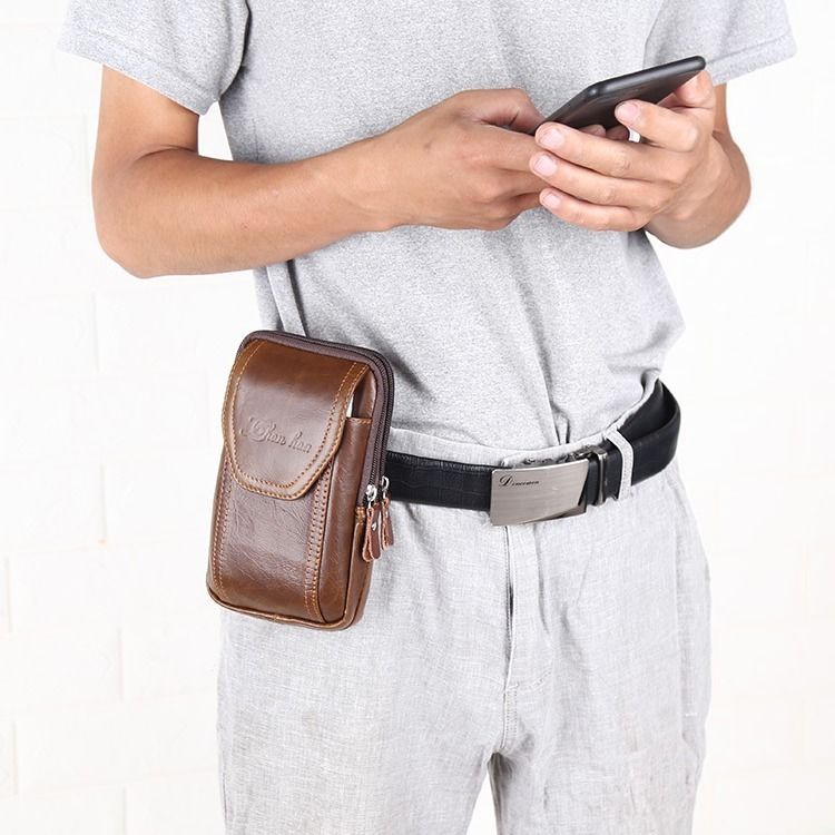 Túi Da Đeo Hông Đựng Điện Thoại 21.6cm 18.3cm Thời Trang Cho Nam