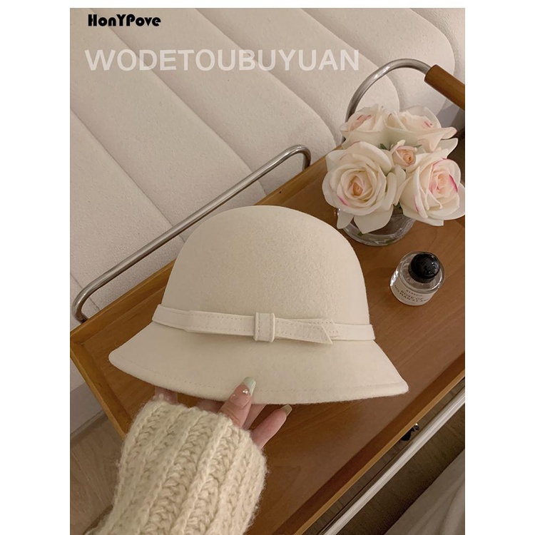 Honypove Nón Tai Bèo Kiểu retro Pháp Thời Trang Thu Đông Thanh Lịch