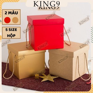 Hộp quà kraft vuông King9 nhiều size kích thước lớn có quai xách dạng gấp nhiều màu hộp quà sinh nhật phụ kiện quà tặng