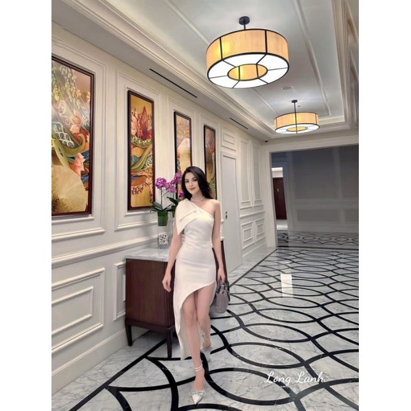 Váy nơ vai xẻ đùi 💯HÀNG THIẾT KẾ TẾT 2024 💖