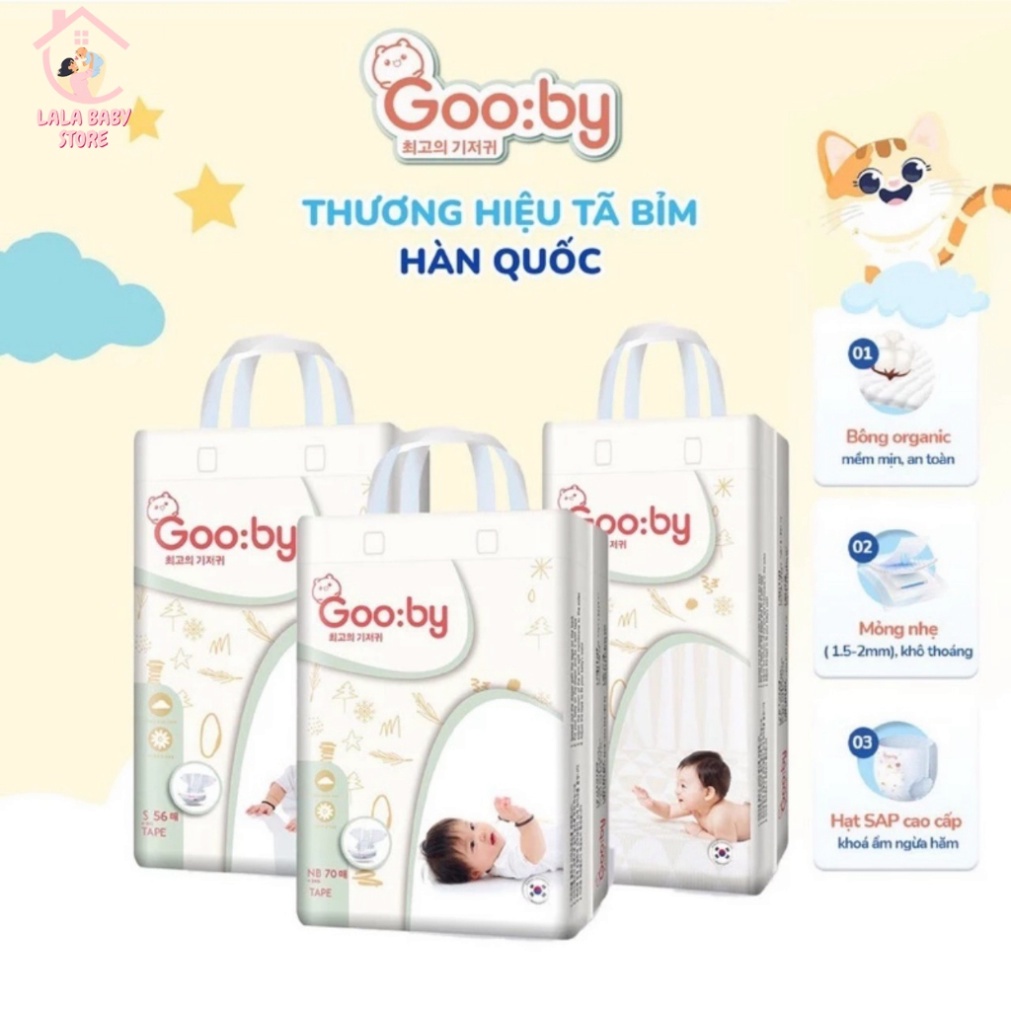 Tãbỉm dán Gooby mềm mại an toàn siêu thấm hút Size NBSM cho bé từ 4kg ...