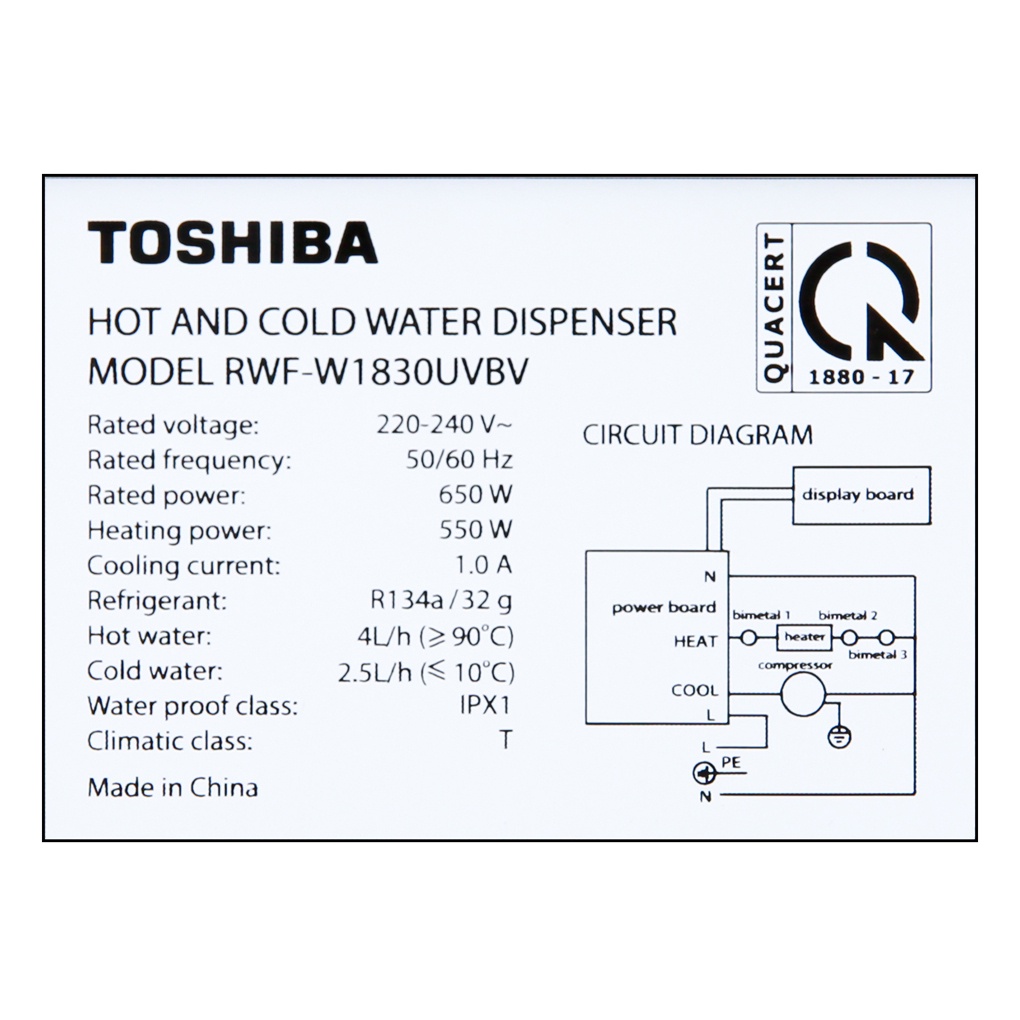 Cây nước nóng lạnh Toshiba RWF-W1830BV(K) / RWF-W1830UVBV(T) - Công suất 650W - Hàng chính hãng - Bảo hành 12 tháng