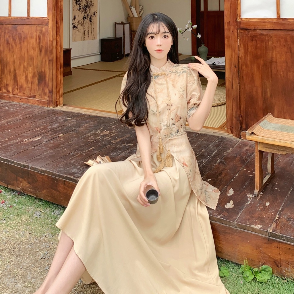 Đầm Sườn Xám Cách Tân Kiểu Trung Hoa Cổ Điển Thời Trang Mùa Thu Hàng Mới 10.31