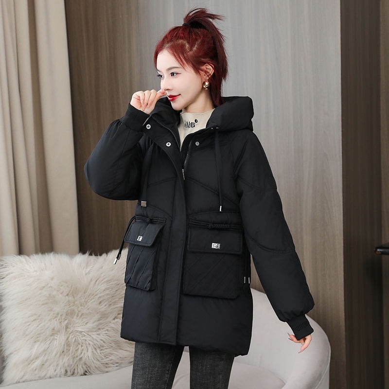 Áo Khoác cotton Đệm cotton Có Nón Dài Trung Bình Phong Cách Hàn Quốc Thời Trang Mới Cho Nữ [Giảm Giá 35%