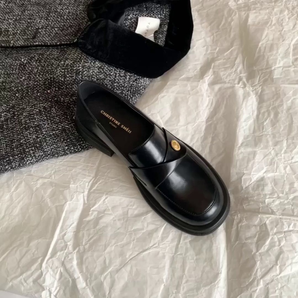 Giày Da Đế Dày Thời Trang Thu Đông 2023 Cho Nữ