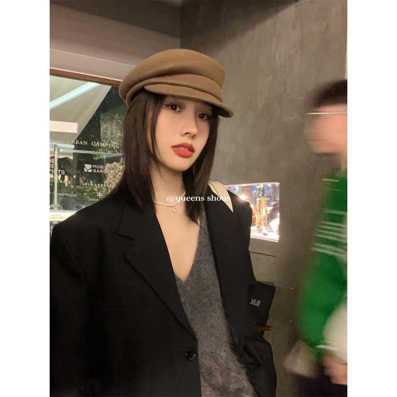 Mũ beret Nhỏ Bằng Len Nguyên Chất Phong Cách Nhật Bản Thời Trang Thu Đông Cho Nữ