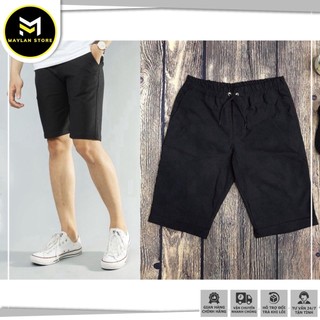 Quần SHORT KAKI đen nam lưng thun co dãn thoải mái màu đen và tan unisex nam nữ
