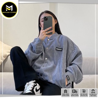 Áo Khoác Bomber tem su mẫu Missout vải nhung gân dày dặn 2 lớp khoác ngoài mùa thu cho nam nữ SHOP MAYLAN