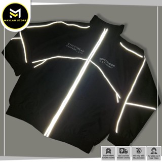 Áo khoác dù viền phản quang mẫu NOW SAIGON form rộng có túi trong khoác ngoài unisex nam nữ màu đen