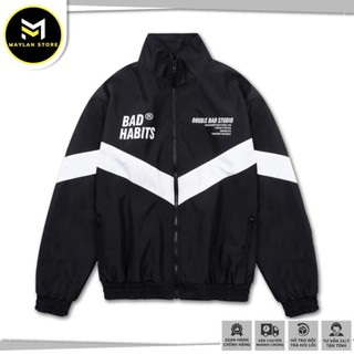 Áo khoác dù đen nam mẫu bad habits - áo gió nam vải dù 2 lớp dày dặn unisex streetwear