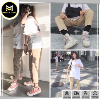 Quần Baggy Nữ Kaki Ống Suông Basic Unisex - lưng thun co giãn thoải mái form ống suông - MAYLANSTORE