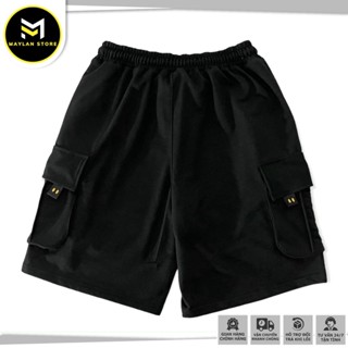 Quần Short Thun Nam TÚI HỘP DREW màu đen phong cách năng động, trẻ trung thoải mái - SHOP MAYLAN