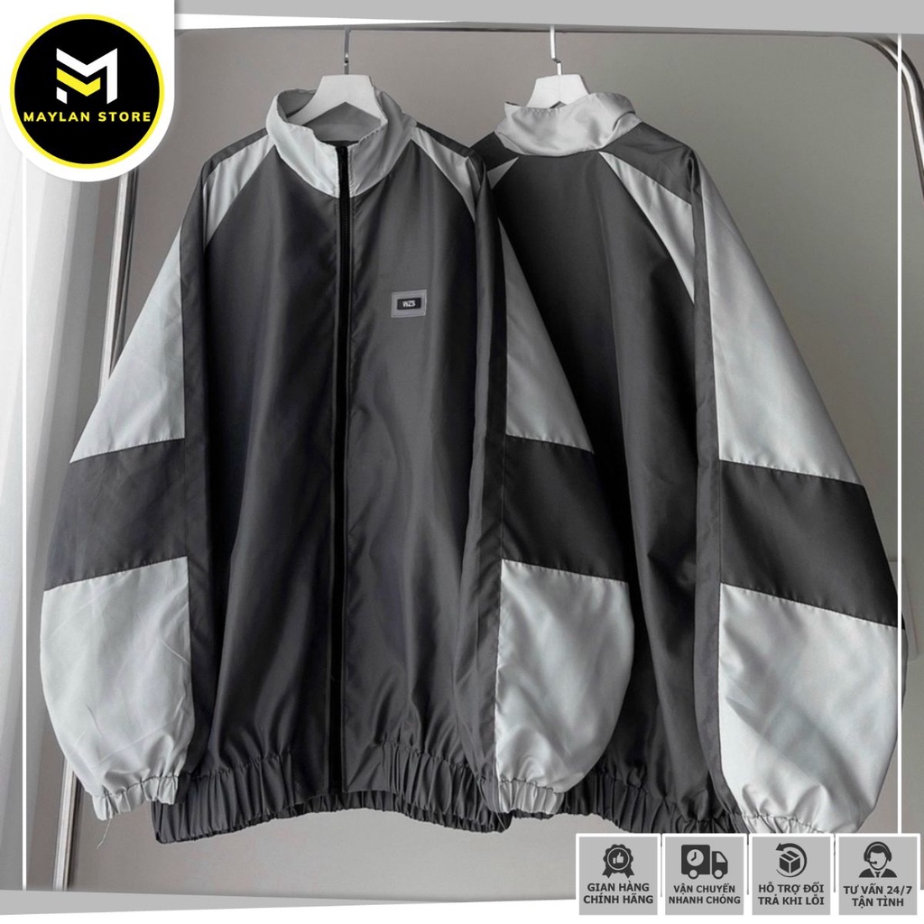 Áo khoác dù jacket nam màu đen xám TEM SU WZS vải dù 2 lớp có túi trong form rộng khoác ngoài nam nữ SHOP MAYLAN