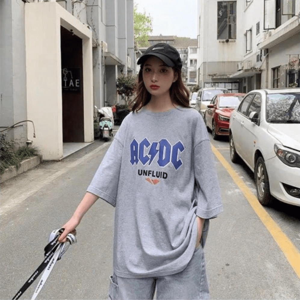 Khẩu trang vải poli dùng cho Áo thun tay lỡ ACDC RYN.Unisex nam nữ - Phông Oversize form rộng màu Xám lucaunisex