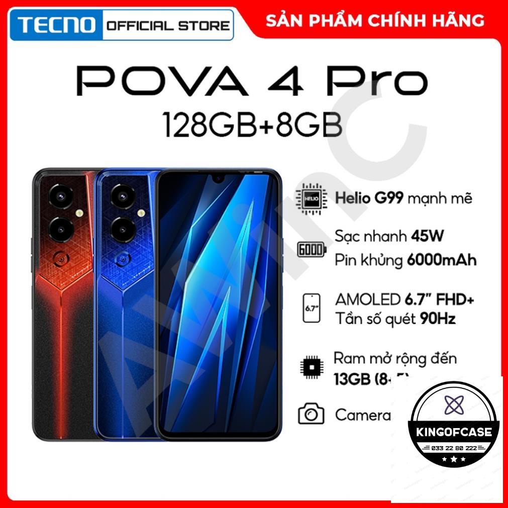 Điện thoại Gaming Tecno POVA 4 PRO 8GB/128GB | 6000 mAh | Hàng chính hãng fullbox [BH 12T ,tặng ốp lưng,cường lực]