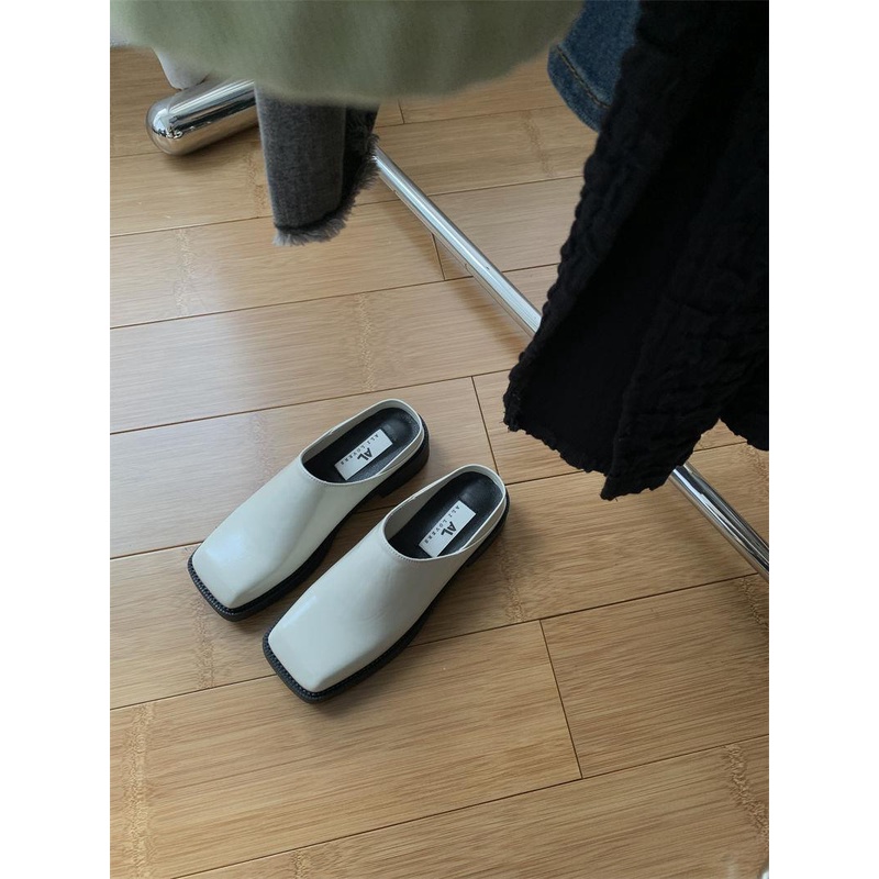 Dép Nữ Mũi Vuông Đế Dày Thời Trang Hàn Quốc Màu Đen