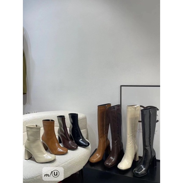 Bốt mũi tròn gót 8phan da mềm