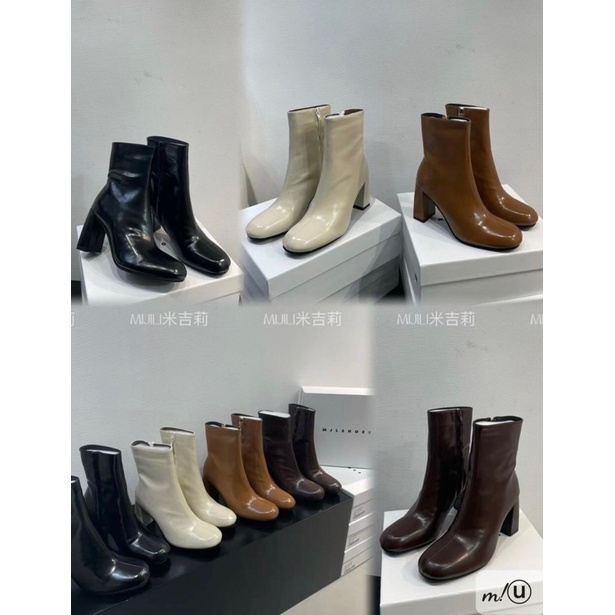 Bốt mũi tròn gót 8phan da mềm