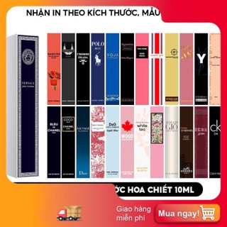 100 Tem nhãn dán vỏ hộp giấy đựng chiết nước hoa 10ml bao dính chắc trên tất cả các loại chai.
