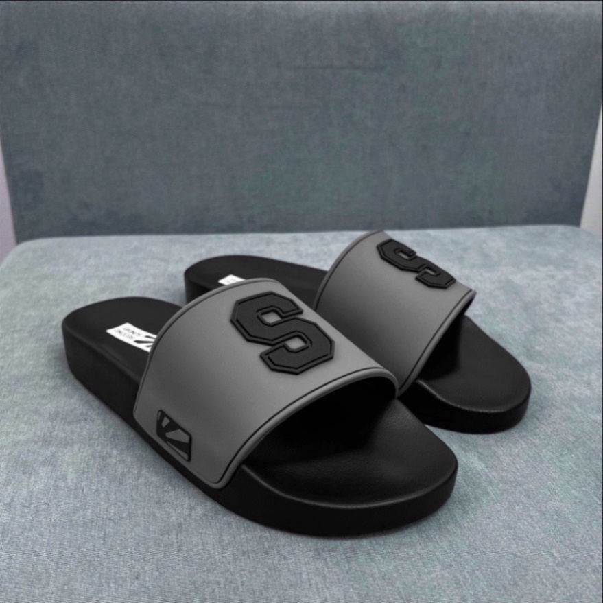 Dép Nam, Dép Quai Ngang nam nữ chữ S 2 màu ghi đen đơn giản QUOCHUY.STORE