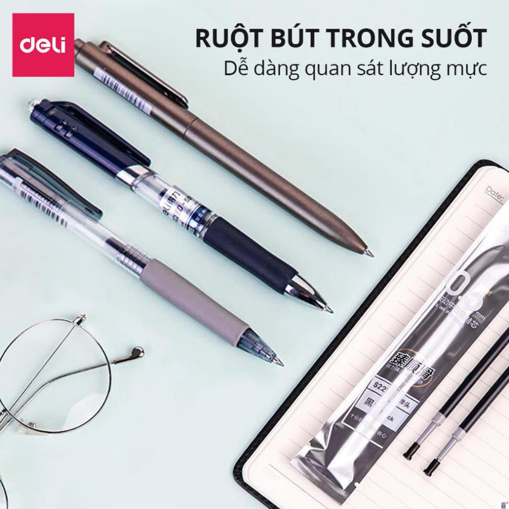 Set 20 ruột bút gel S221/ S206/ SE124  Deli 0.5mm dùng cho bút bi nước Deli không gai viết trơn tru phù hợp học sinh
