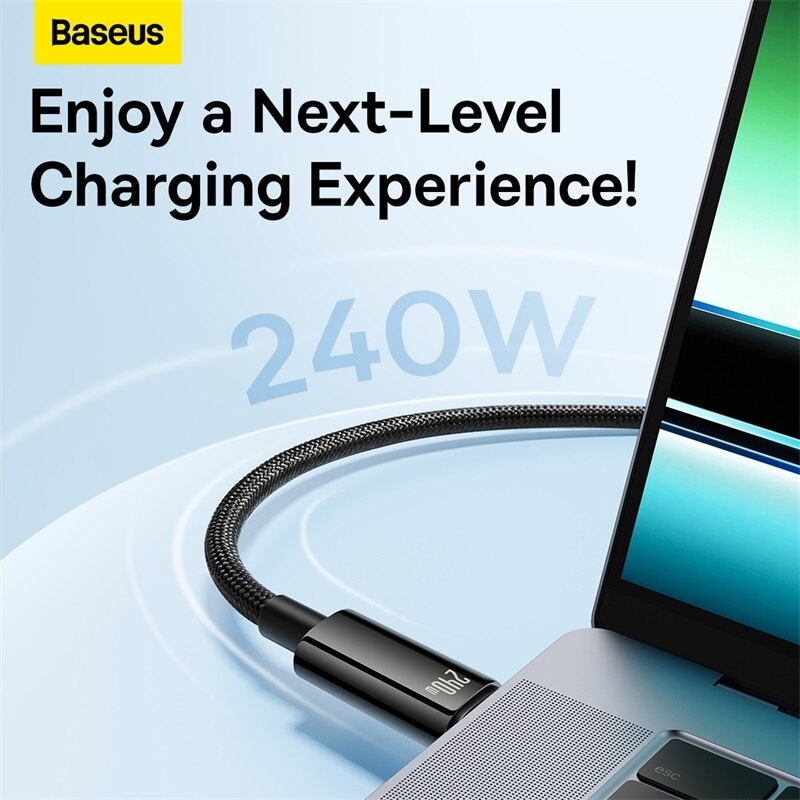 Cáp sạc nhanh Baseus 240W PD3.1 Quick charger cho Laptop/Phones/Tablet - Dây dù, đầu kim loại siêu đẹp - BASEUS