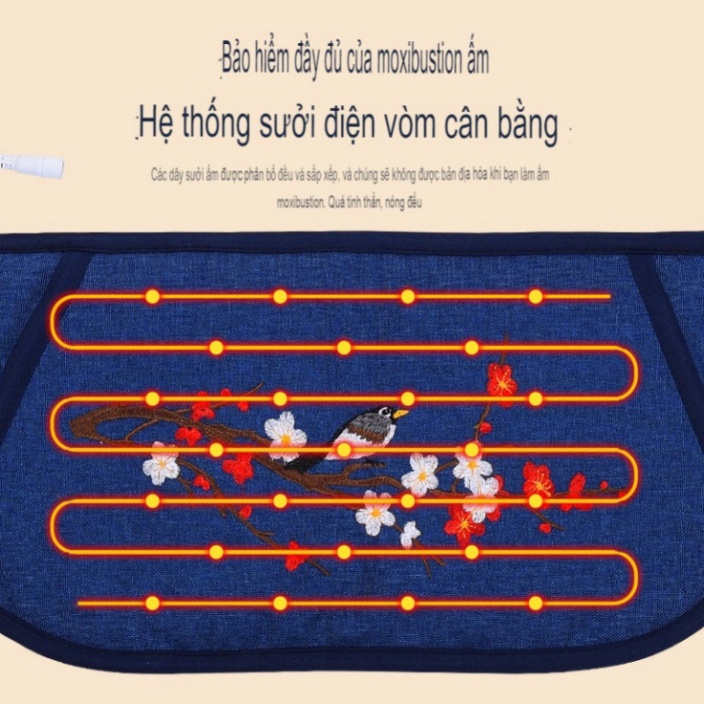 Đai Chườm Nóng Thảo Dược Thêu Tay Giảm Đau Lưng, Eo , Bụng Thiết Kế Điện Sưởi Có Điều Khiển Chế Độ Nam Kinh Shop